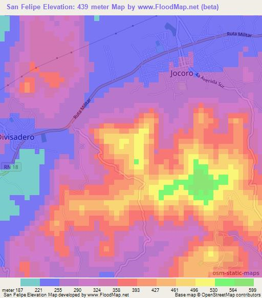 San Felipe,El Salvador Elevation Map