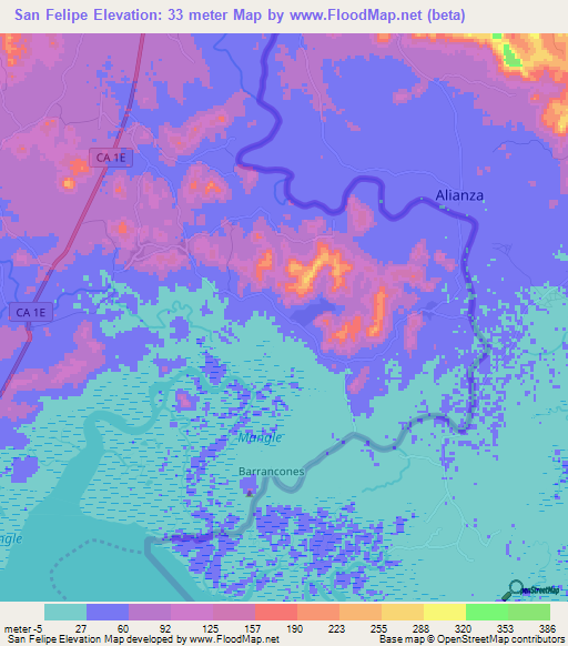 San Felipe,El Salvador Elevation Map