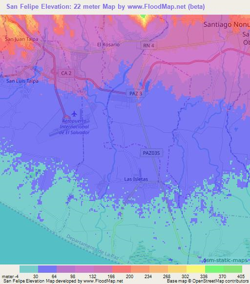 San Felipe,El Salvador Elevation Map