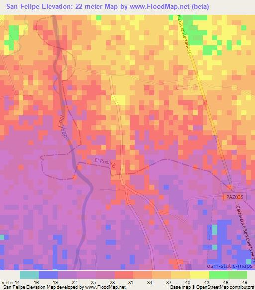 San Felipe,El Salvador Elevation Map