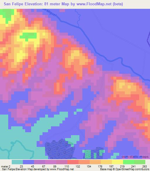San Felipe,El Salvador Elevation Map