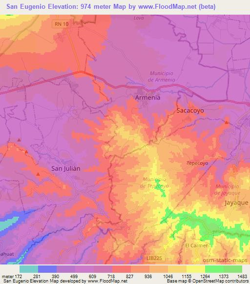 San Eugenio,El Salvador Elevation Map