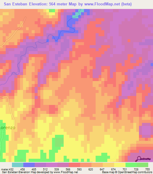 San Esteban,El Salvador Elevation Map