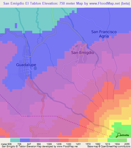 San Emigdio El Tablon,El Salvador Elevation Map