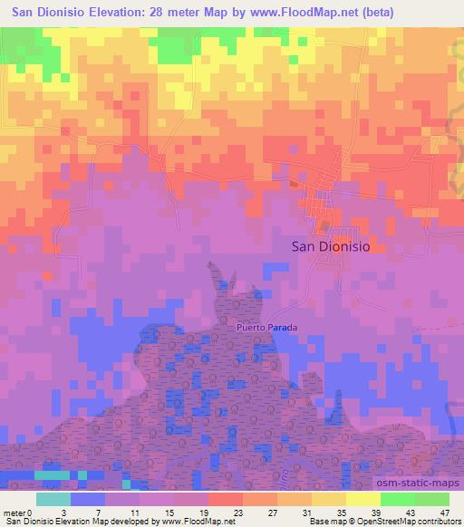 San Dionisio,El Salvador Elevation Map
