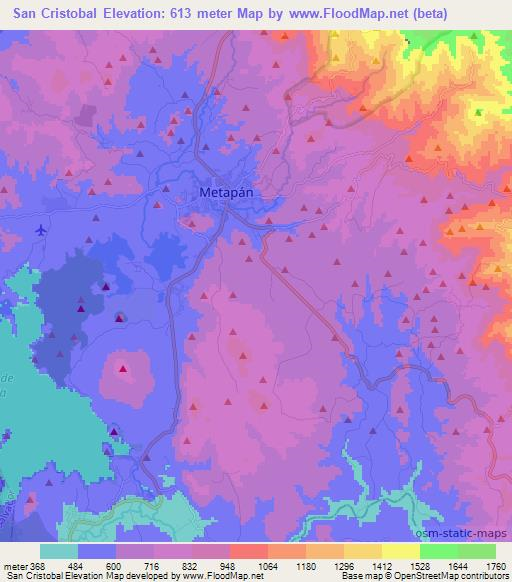 San Cristobal,El Salvador Elevation Map