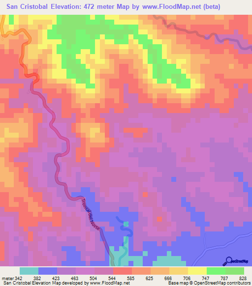 San Cristobal,El Salvador Elevation Map