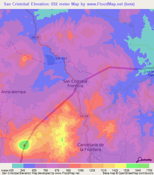 San Cristobal,El Salvador Elevation Map