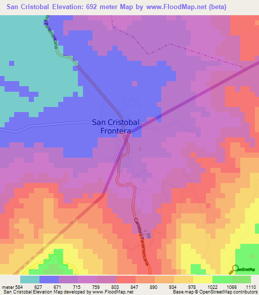 San Cristobal,El Salvador Elevation Map