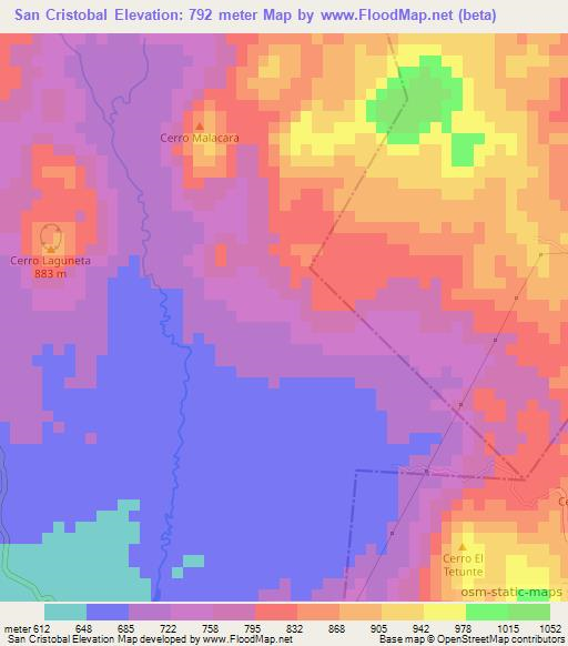 San Cristobal,El Salvador Elevation Map