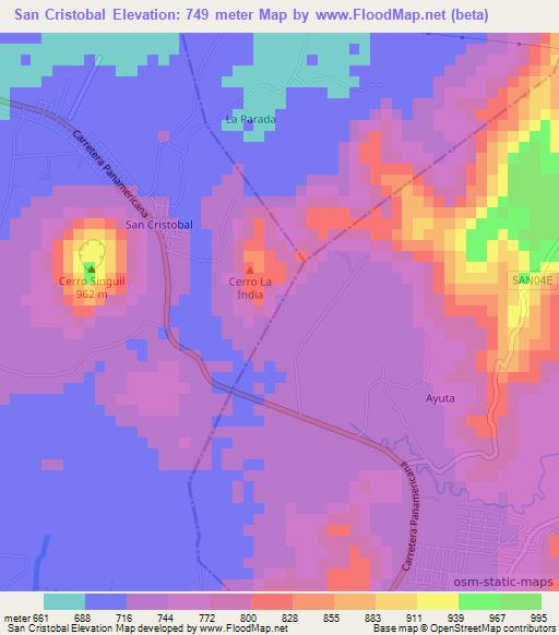 San Cristobal,El Salvador Elevation Map