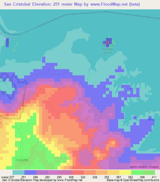 San Cristobal,El Salvador Elevation Map