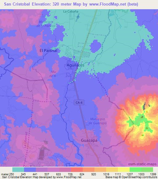 San Cristobal,El Salvador Elevation Map