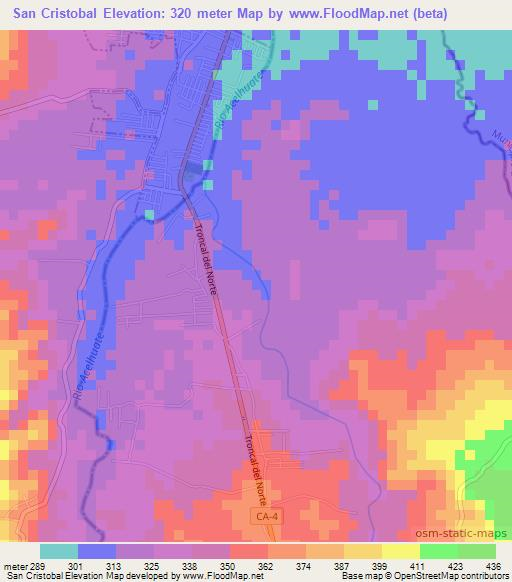 San Cristobal,El Salvador Elevation Map