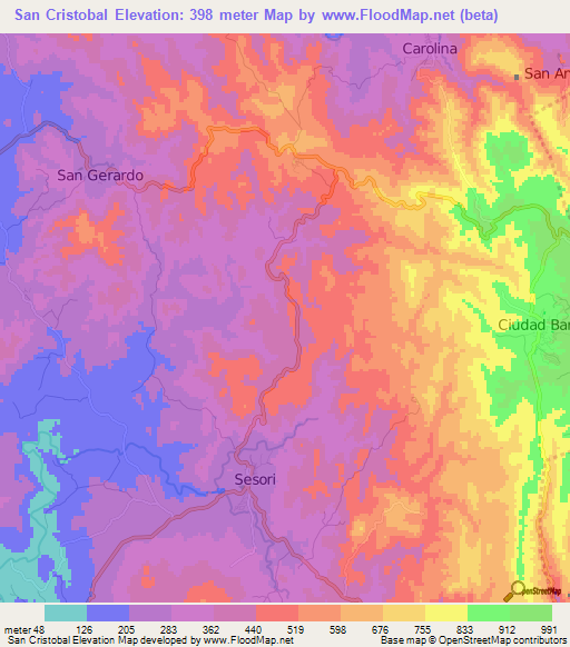 San Cristobal,El Salvador Elevation Map
