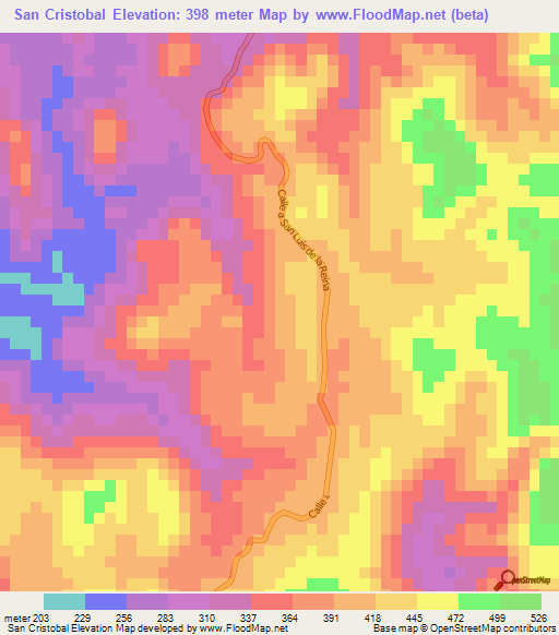 San Cristobal,El Salvador Elevation Map