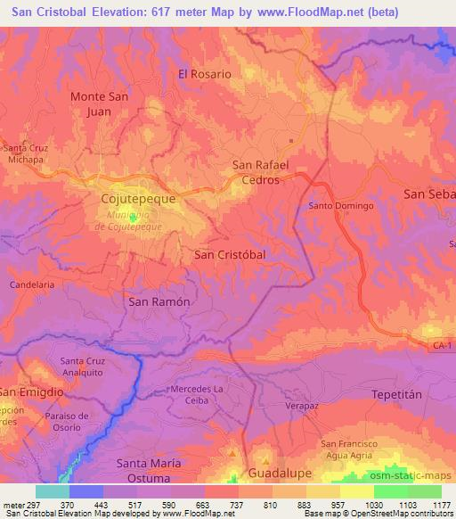San Cristobal,El Salvador Elevation Map