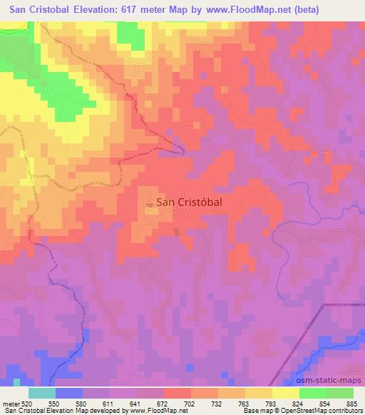 San Cristobal,El Salvador Elevation Map