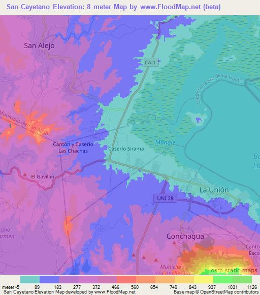 San Cayetano,El Salvador Elevation Map