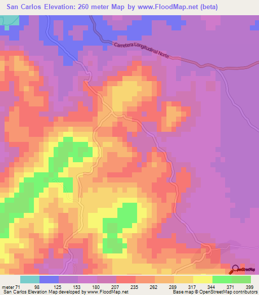 San Carlos,El Salvador Elevation Map