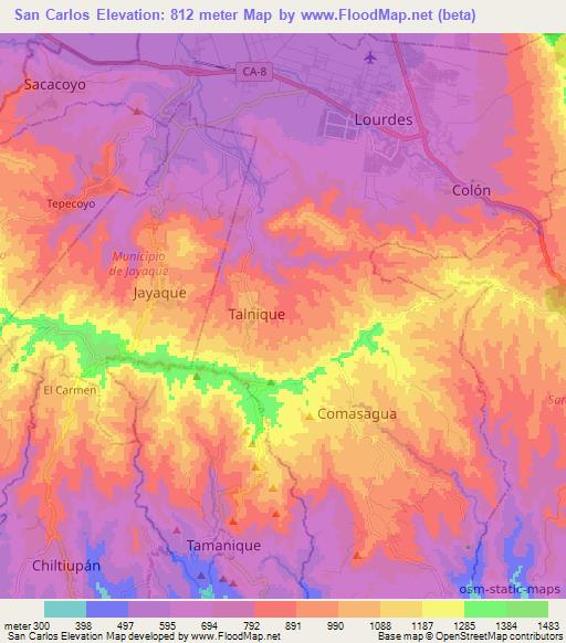 San Carlos,El Salvador Elevation Map