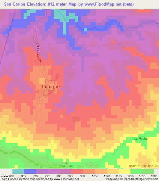 San Carlos,El Salvador Elevation Map