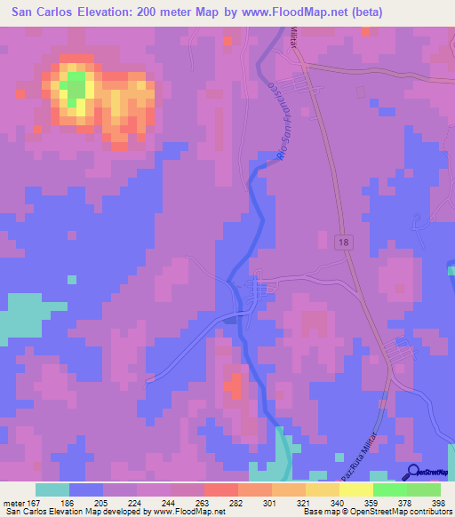 San Carlos,El Salvador Elevation Map