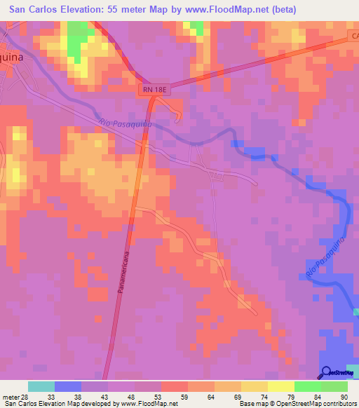 San Carlos,El Salvador Elevation Map