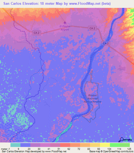 San Carlos,El Salvador Elevation Map