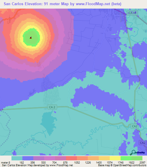 San Carlos,El Salvador Elevation Map