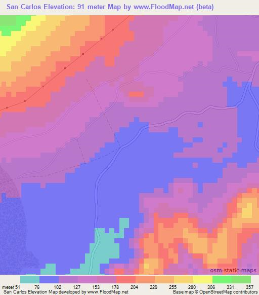 San Carlos,El Salvador Elevation Map