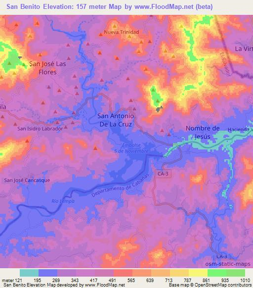 San Benito,El Salvador Elevation Map