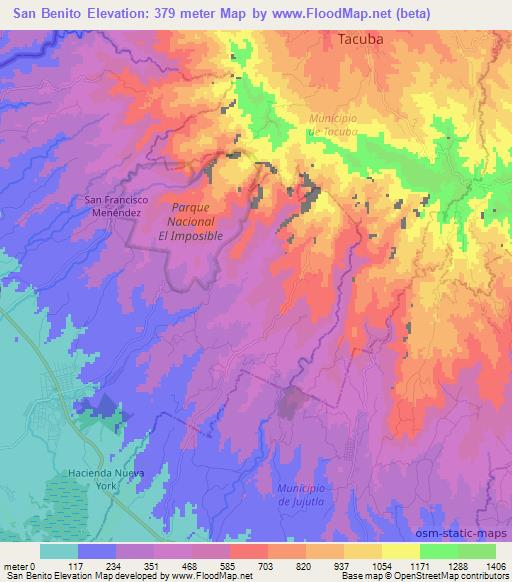 San Benito,El Salvador Elevation Map