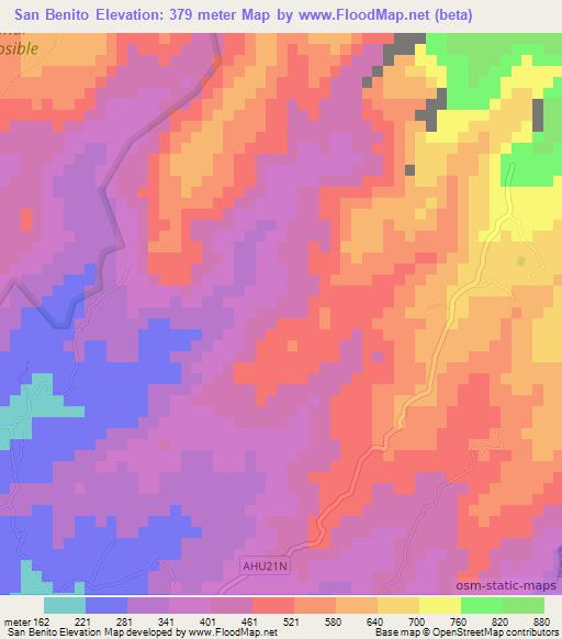 San Benito,El Salvador Elevation Map
