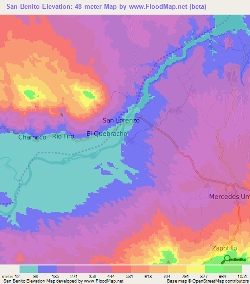 San Benito,El Salvador Elevation Map