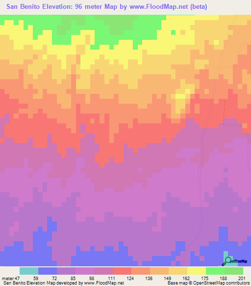 San Benito,El Salvador Elevation Map