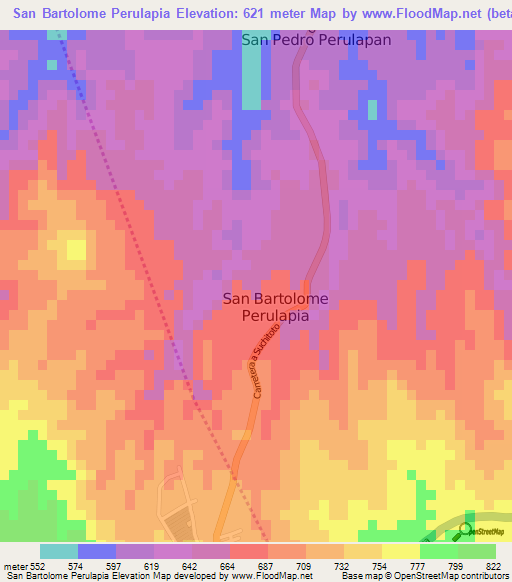 San Bartolome Perulapia,El Salvador Elevation Map