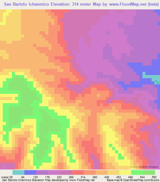 San Bartolo Ichanmico,El Salvador Elevation Map