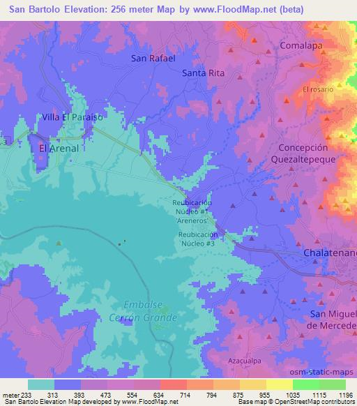 San Bartolo,El Salvador Elevation Map