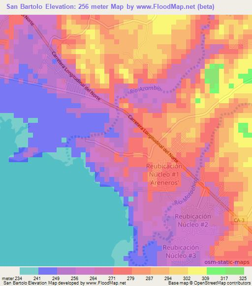 San Bartolo,El Salvador Elevation Map