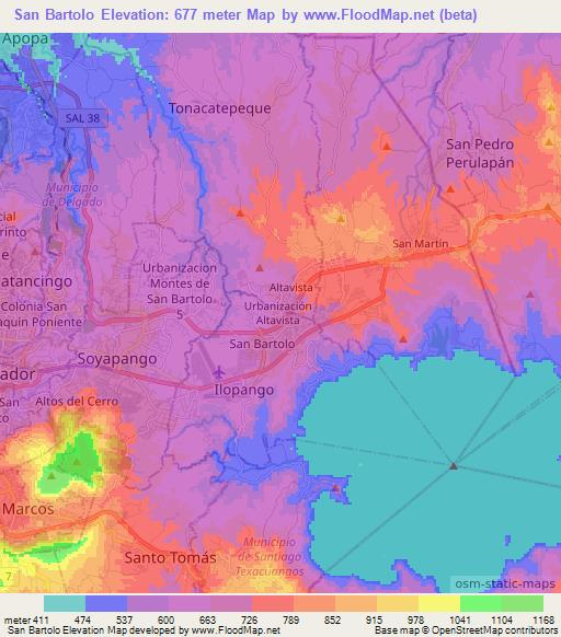 San Bartolo,El Salvador Elevation Map