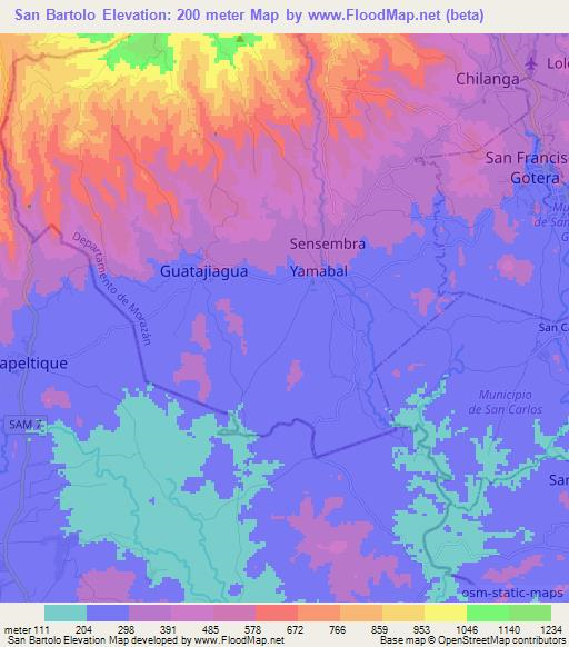 San Bartolo,El Salvador Elevation Map