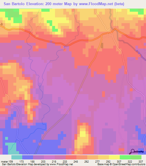 San Bartolo,El Salvador Elevation Map