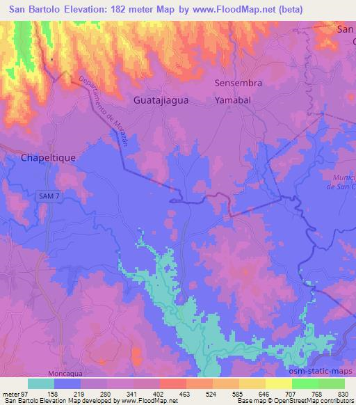 San Bartolo,El Salvador Elevation Map
