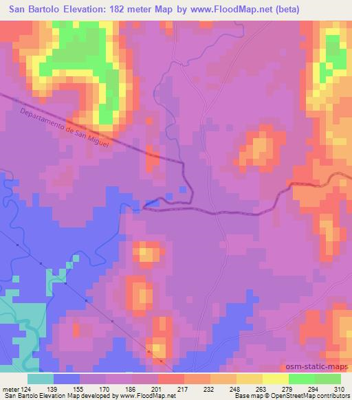 San Bartolo,El Salvador Elevation Map