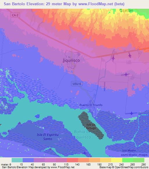 San Bartolo,El Salvador Elevation Map