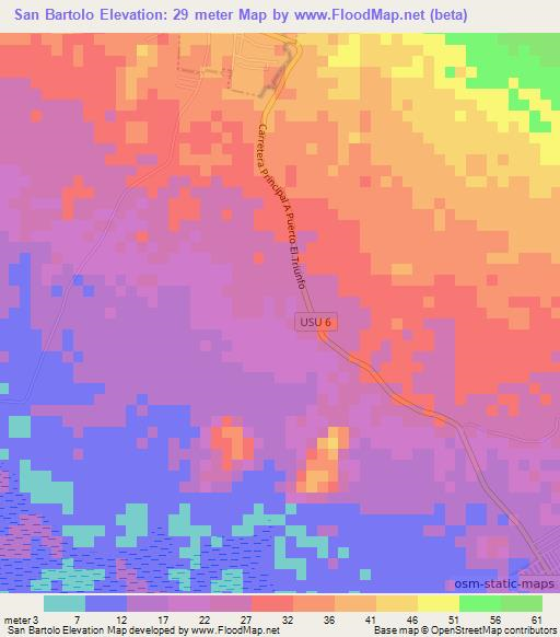 San Bartolo,El Salvador Elevation Map