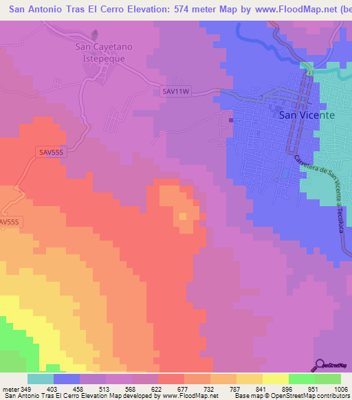 San Antonio Tras El Cerro,El Salvador Elevation Map