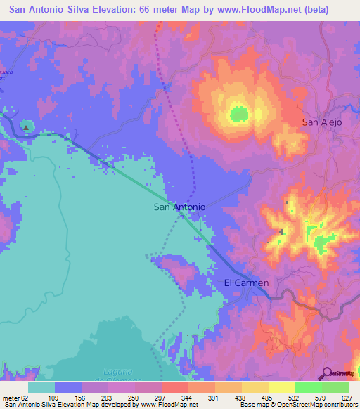 San Antonio Silva,El Salvador Elevation Map