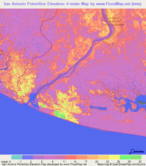 San Antonio Potrerillos,El Salvador Elevation Map